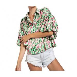 NEW LLOVE ariel top in pink green